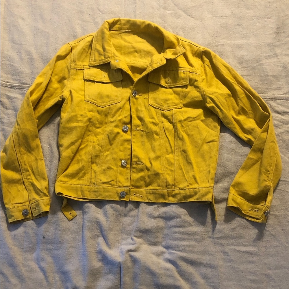Yellow Women's Denim Jacket - Casual Button-Up Coat